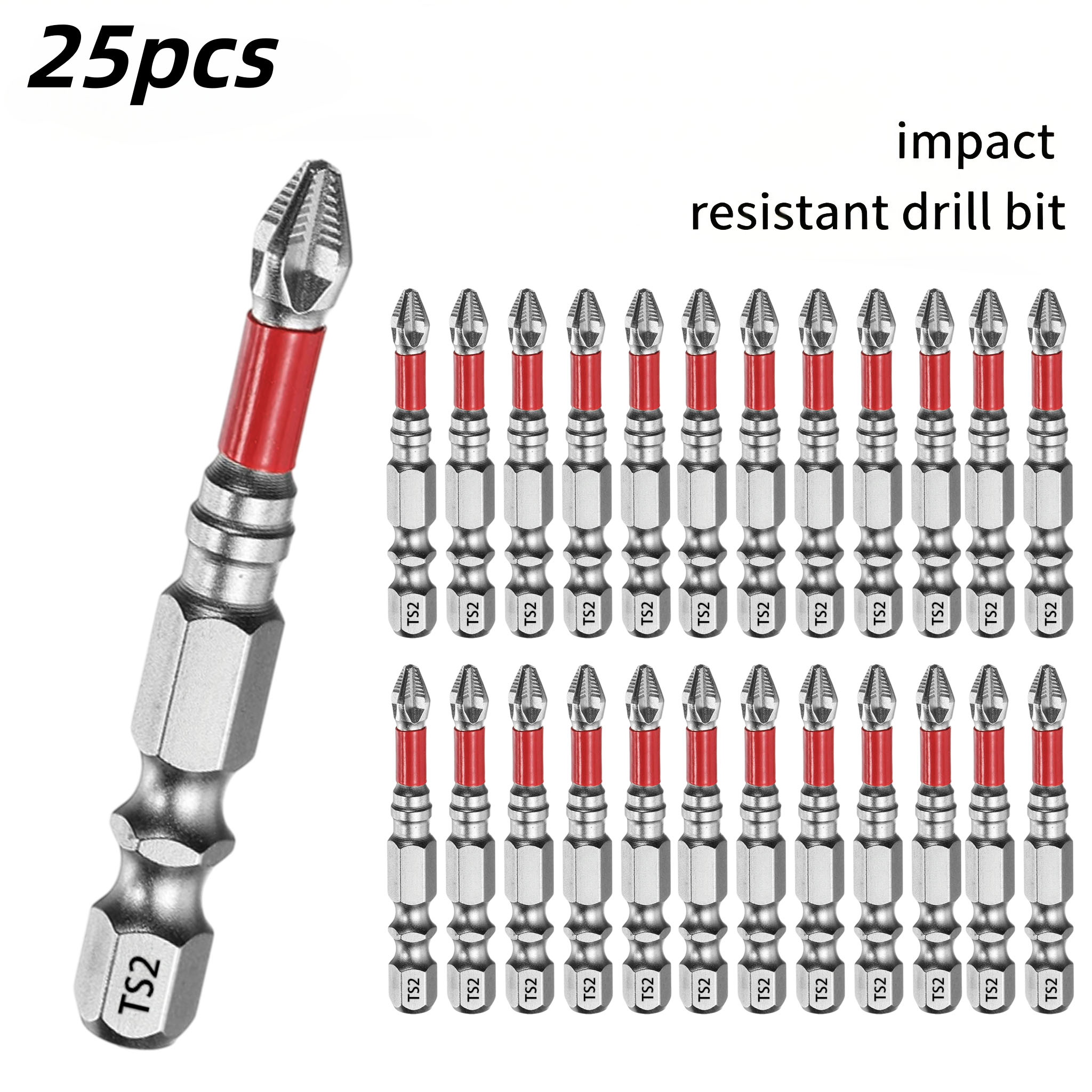 Screwdriver Set - 25個入り、50mmのプロ仕様ロングシャンクドライバービットセット。滑り止め加工が施され、強力な磁力を持つビットで、特殊なネジ山に対応。電動ドリル、木工、内装、産業製造、プロの修理作業に最適。職人向けの耐久性に優れた金属製手工具。
