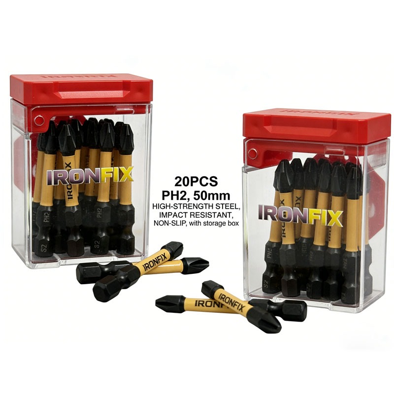 Screwdriver Set - 耐久性に優れたPH2ドライバービット20個入り。高硬度S2鋼製で、磁性のある先端を備え、電動ドライバー用ドリルビットセットや各種工具に最適。