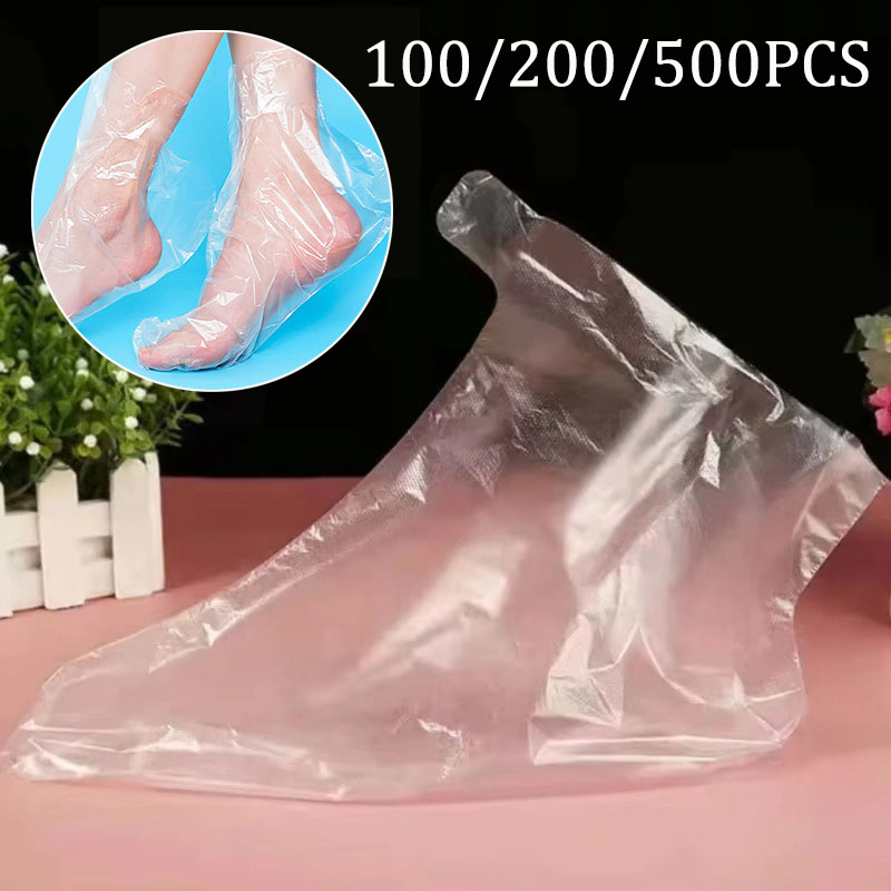 Tools Youtube - 100～500個入り 使い捨てフット保湿ソックス 透明フットバッグ PE製フットスパカバー 角質除去 足のケア
