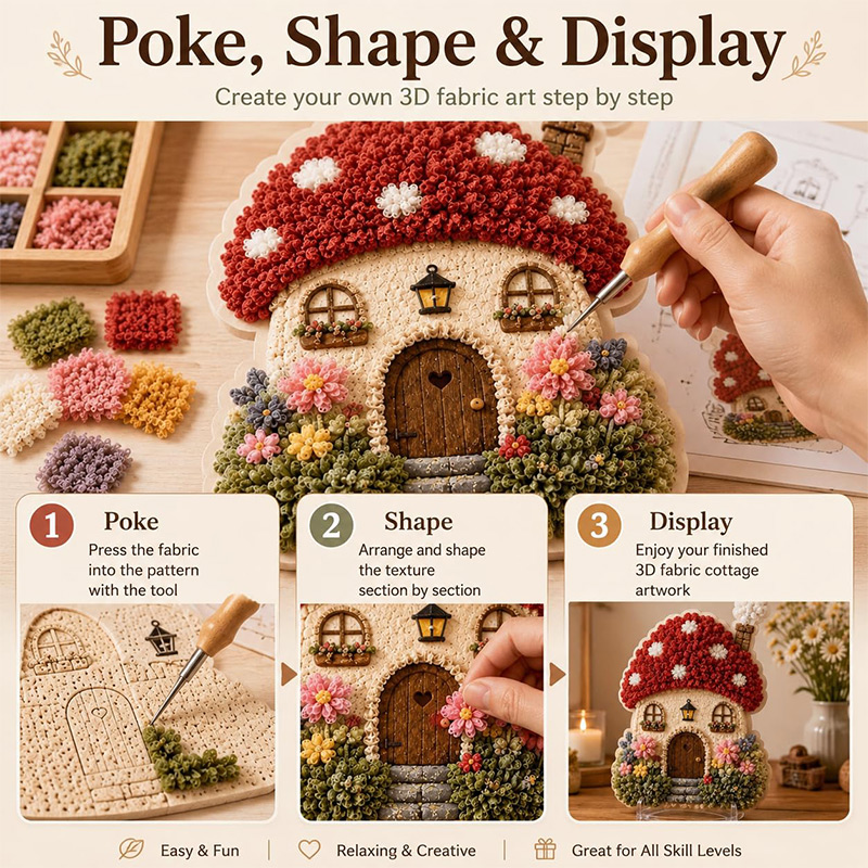 3Dマッシュルームハウス ポケアート DIYキット 布製パン - Tool Set のレビューと価格